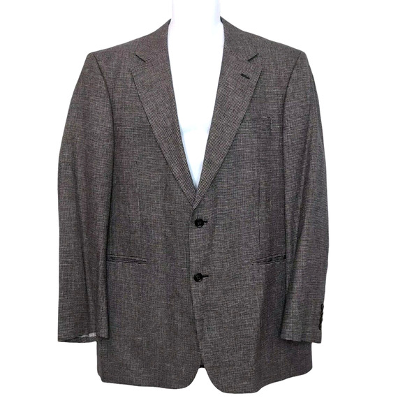 Jos. A. Bank Other - Jos A Bank Silk Wool Sport Coat Men's Size 42L Black White Houndstooth 2 Button
